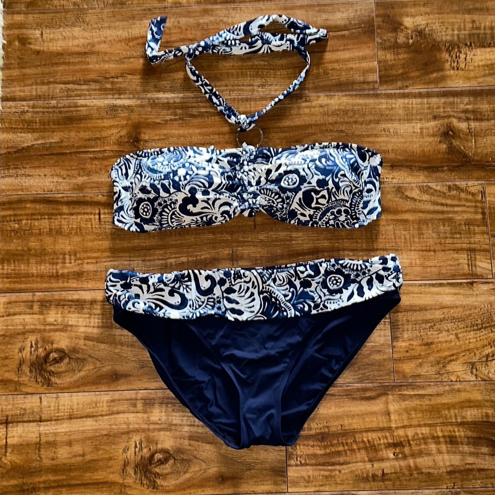 Lauren Ralph Lauren bandeau bikini 12/14 tummy control